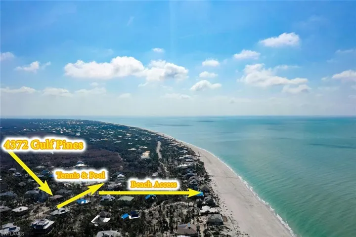 Birds eye view of property with a beach view and a water view
