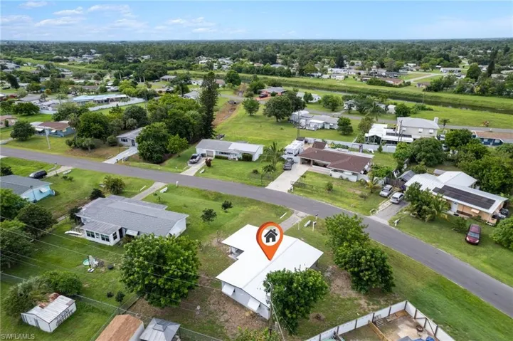 Aerial perspective of suburban area