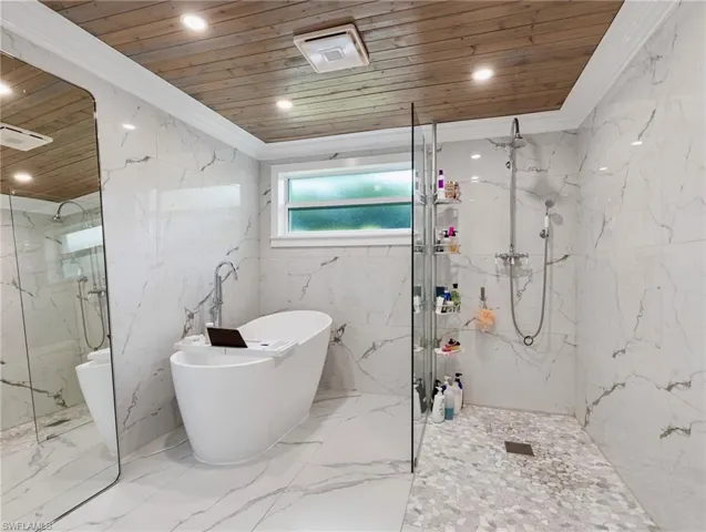 Separate tub and walk-in shower