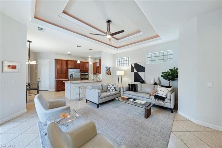 Family Room with Double Tray Ceiling