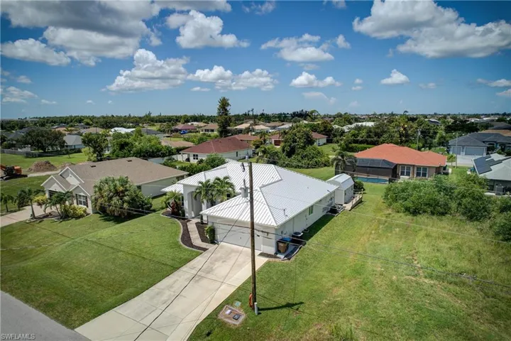 Aerial perspective of suburban area