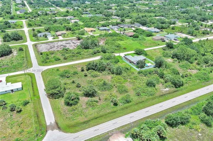 Drone / aerial view of a tree filled landscape