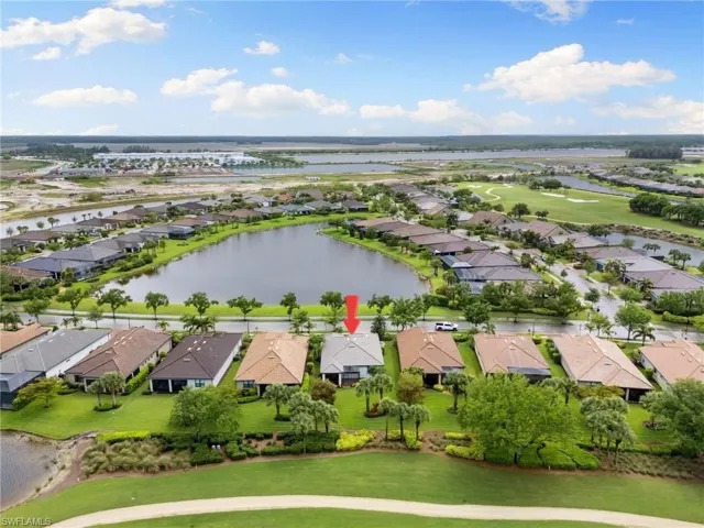 Front of home has lake views and golf views from the rear view