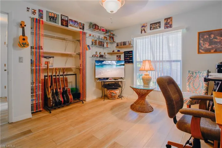Office area featuring light wood-type flooring