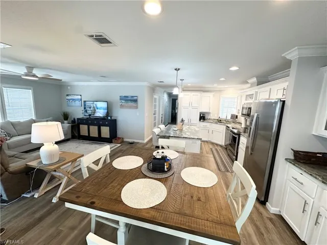 Dining just outside kitchen