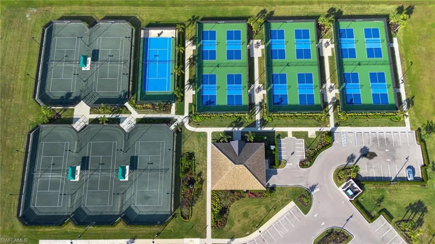 Aerial view of tennis/pickle ball courts