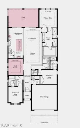 Additional Highlights Include: Gourmet kitchen, study in place of flex, extended covered lanai, 8' interior doors, tray ceiling package, 4' garage extension, and pool and spa prewire.