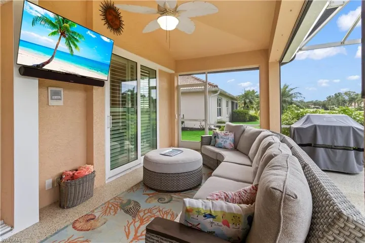 Lanai Covered Sitting Area with TV