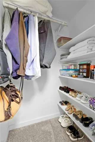 Walk in closet featuring carpet
