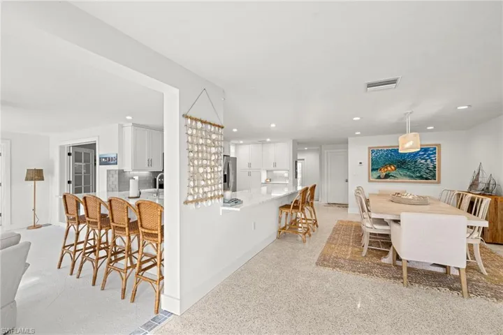 Dining room featuring recessed lighting