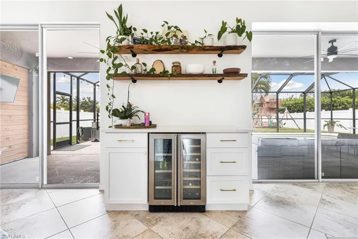 Custom dry bar with wine fridge