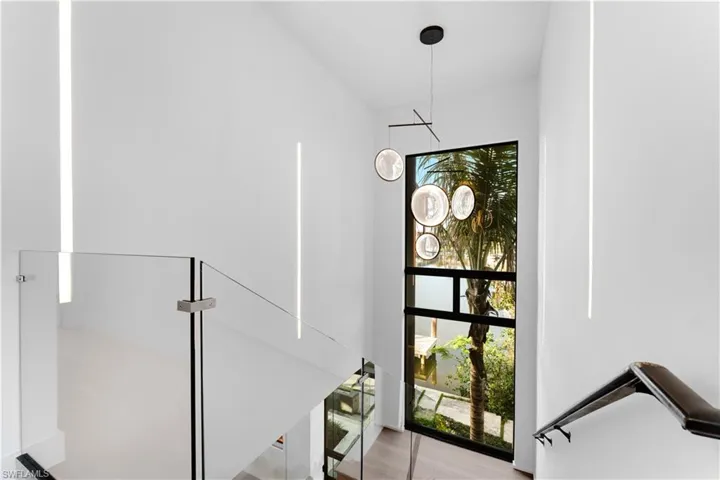 Stairs up with lighting in drywall