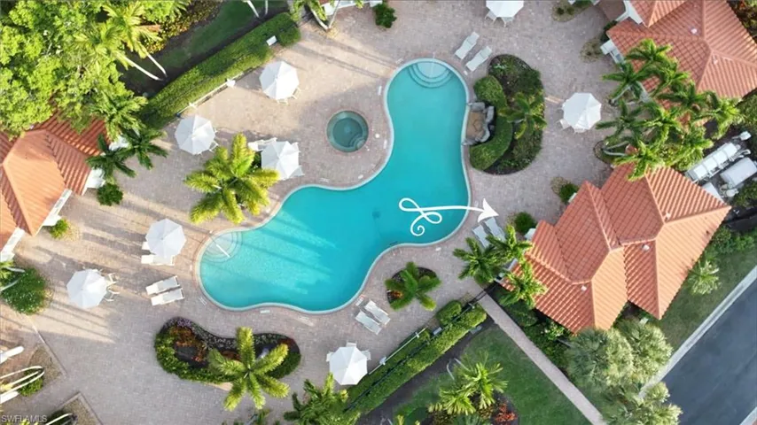 The community pool, spa, and waterfall is the perfect backdrop to relaxation...and your cabana is centrally-located.