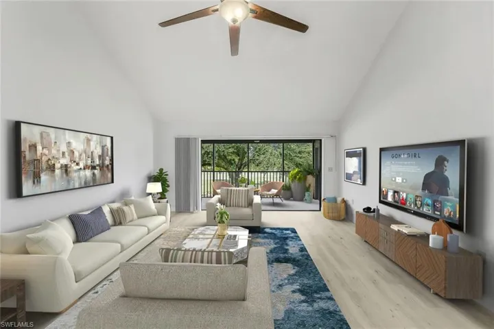 (virtual Staged) Great Room- Window Treatments (not virtual)- Offer the View and Privacy
