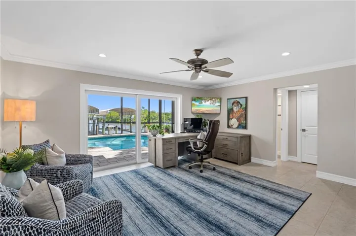 Den, Office, overlooking Pool, Bay Waters