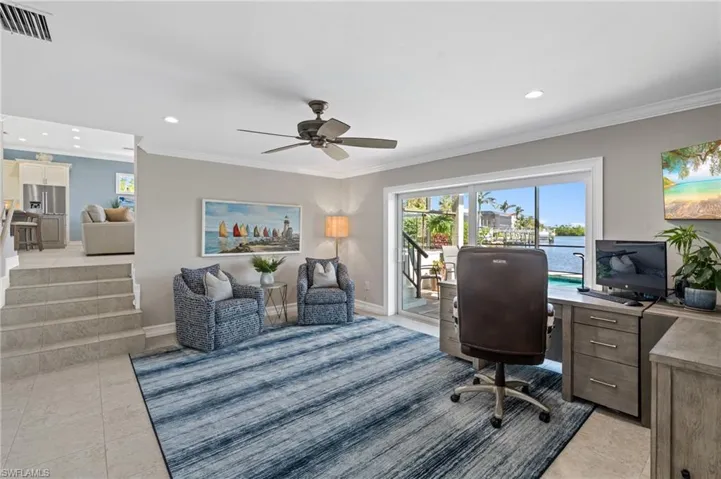 Den, Office, overlooking Pool, Bay Waters