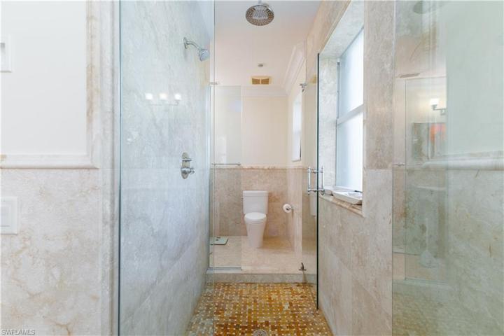 Restoration Hardware towel bars, racks, mirrors, lighting, etc; Italian brass (chrome finish) faucets, frameless glass enclosures