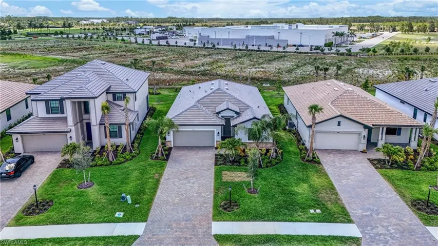 Aerial perspective of suburban area