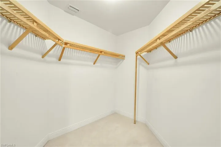 Walk in closet with light carpet