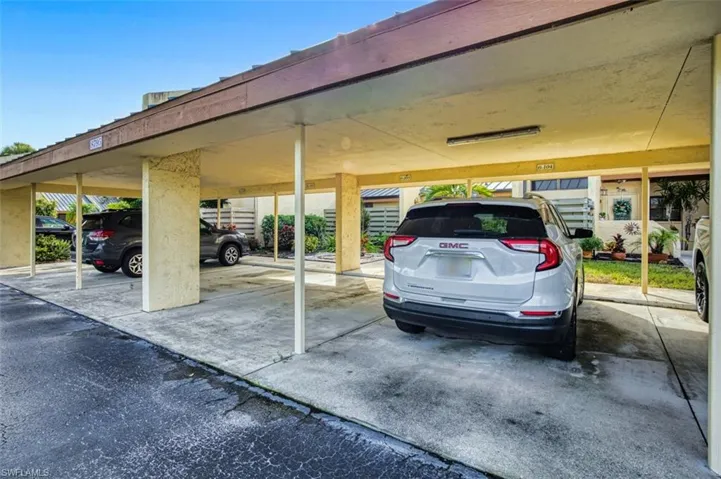 View of covered parking lot