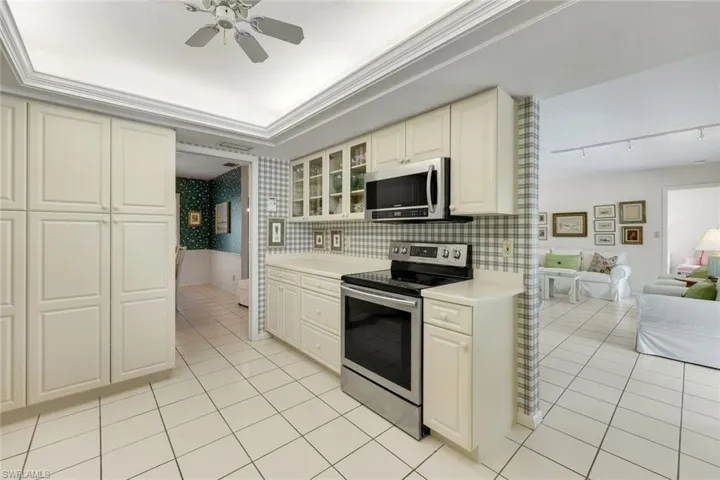 Kitchen featured a large pantry.