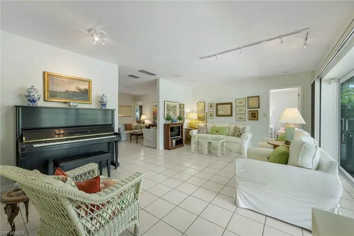 View of living room from kitchen.