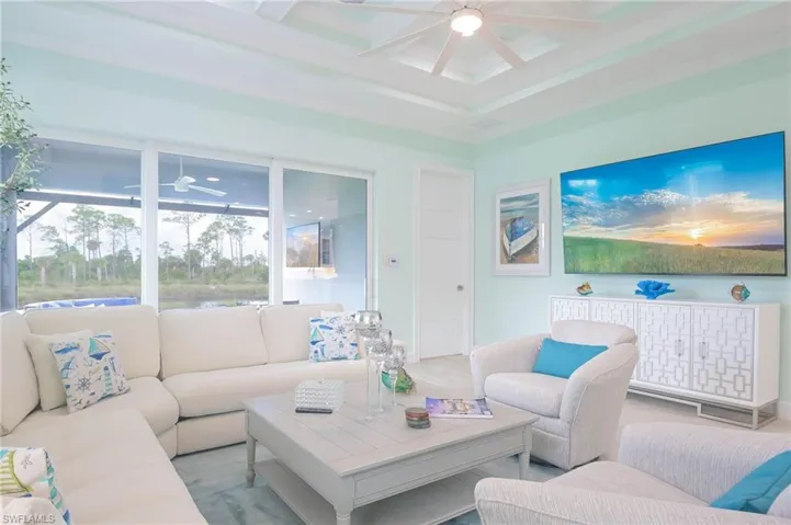 Living room featuring ceiling fan