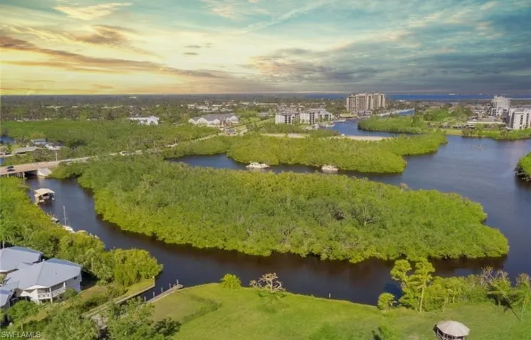 Aerial view of a large body of water