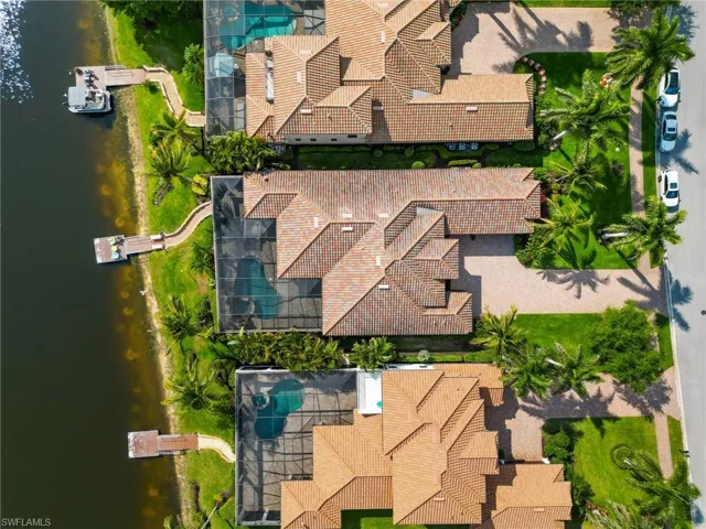 Bird's eye view of a nearby body of water