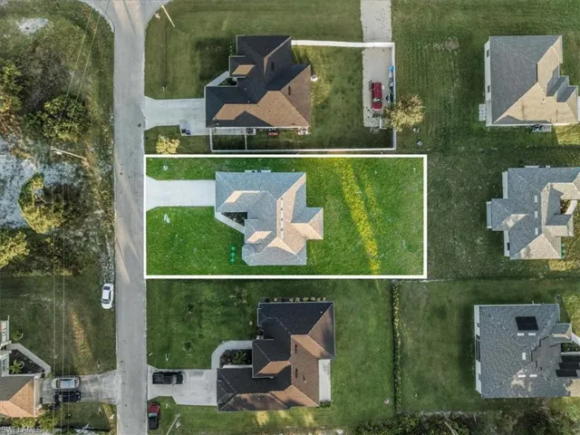 Aerial perspective of suburban area