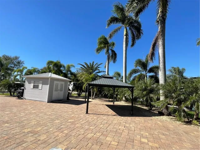 View of patio with a gazebo