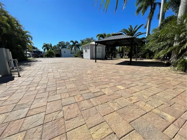 View of patio with a gazebo