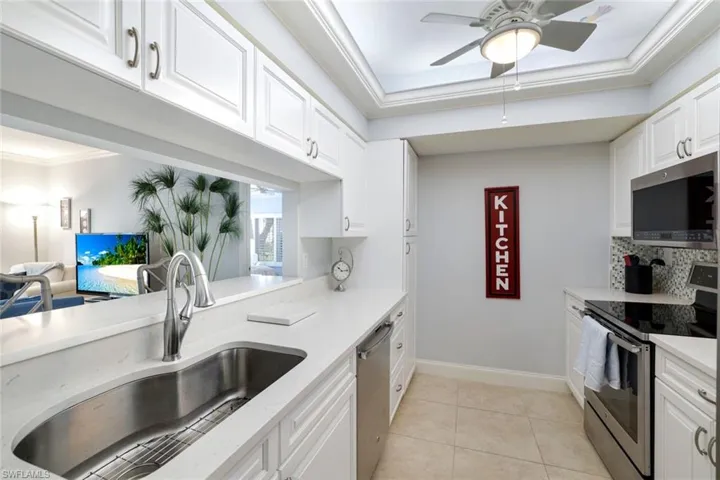 Kitchen open to living area