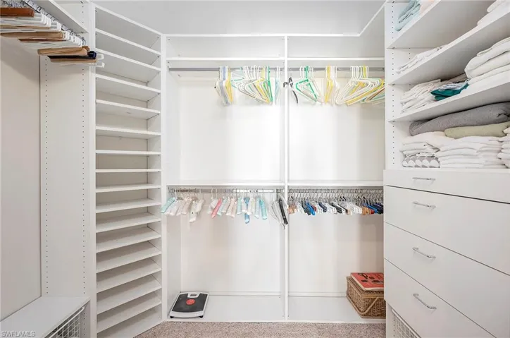 Spacious closet with carpet floors