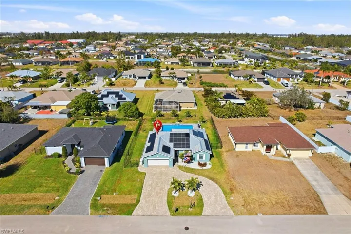 Aerial view of residential area
