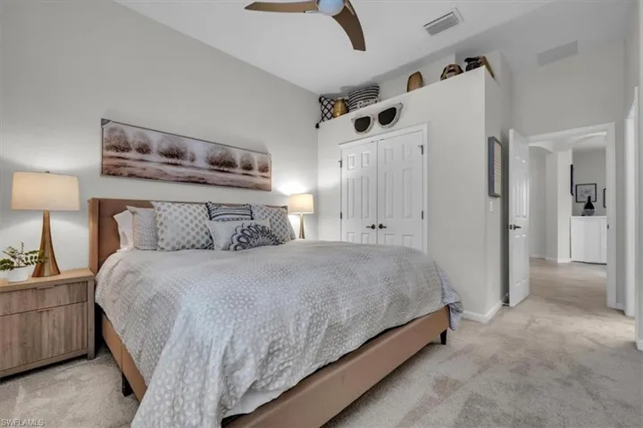 Recessed lighting illuminates high ceilings