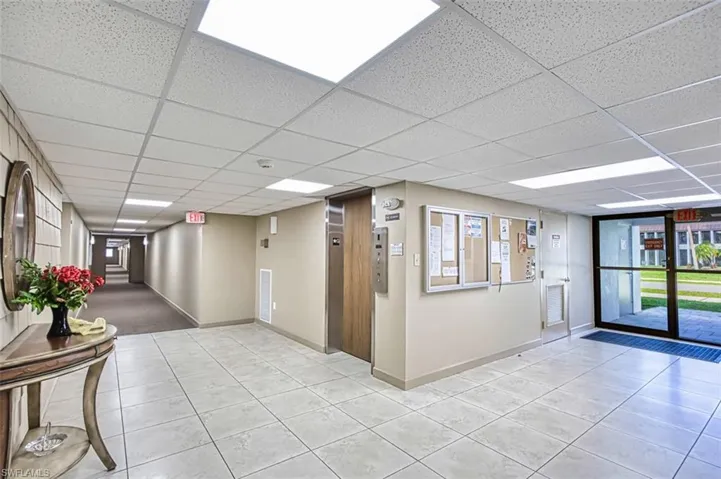 Lobby with a drop ceiling