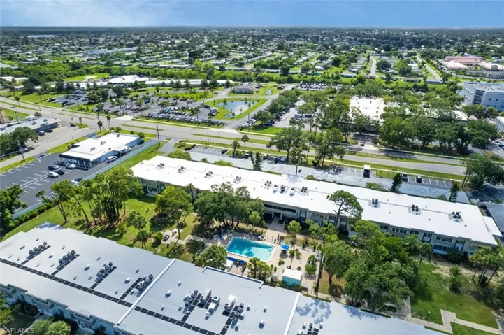 Aerial view of a pool area