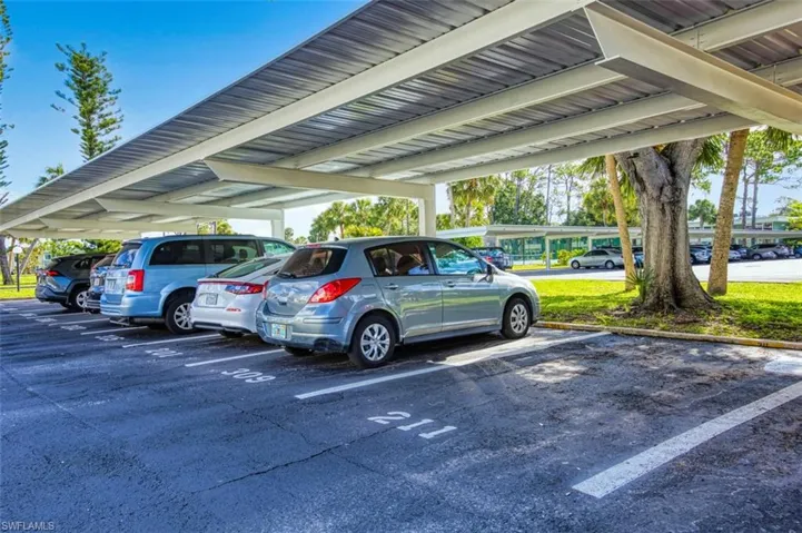 View of covered parking lot