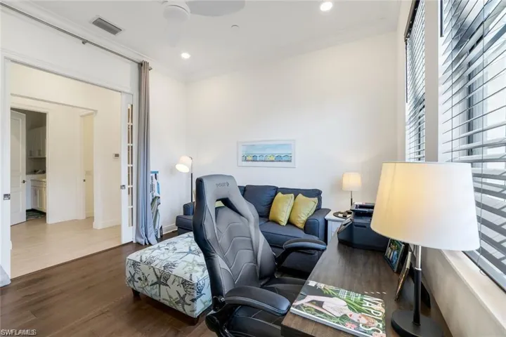 Den with desk & TV