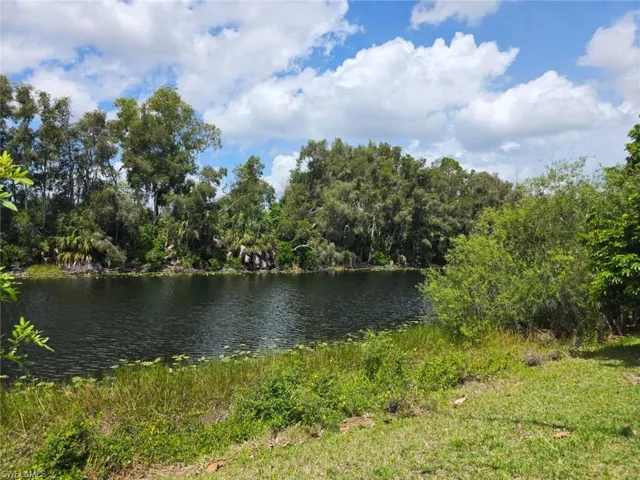 Waterfront feature bordered by lush vegetation