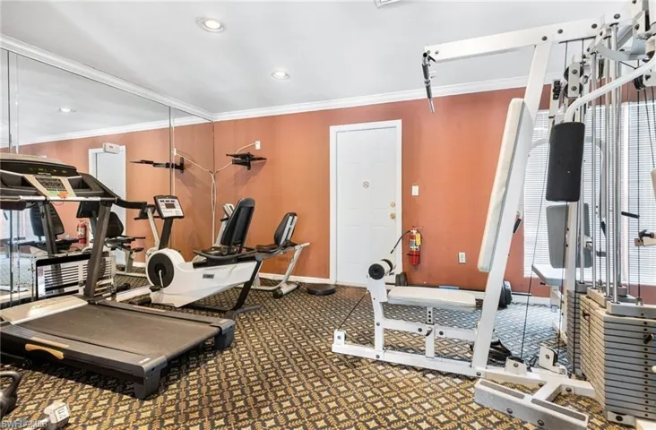 Gym with ornamental molding