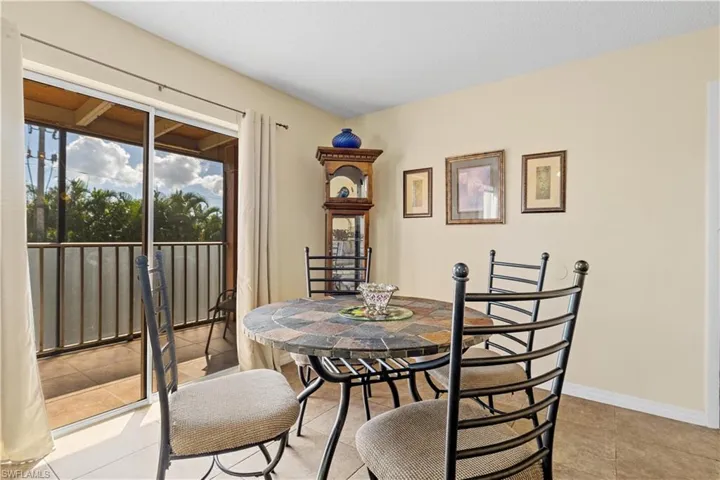 View of tiled dining room
