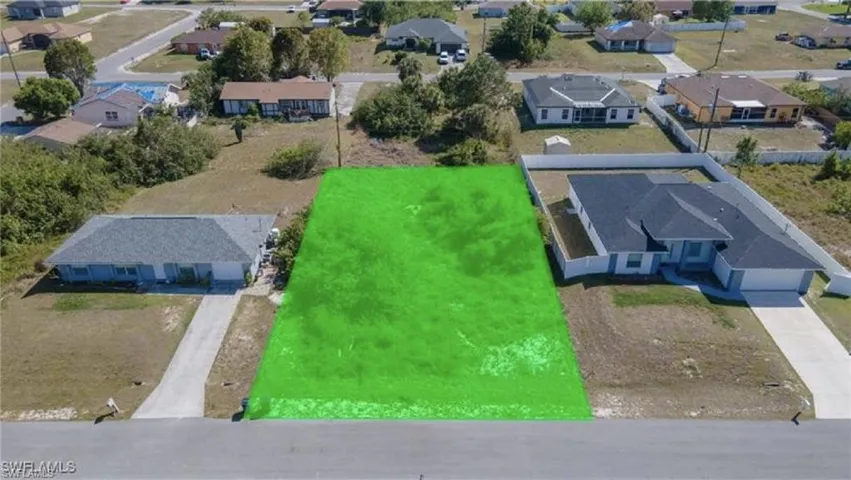 Aerial perspective of suburban area