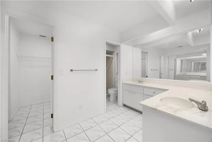 Full bath featuring a spacious closet and vanity