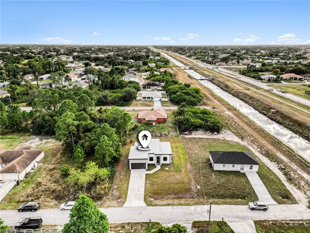 Aerial perspective of suburban area