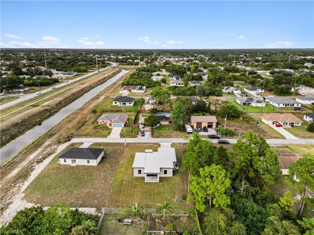 Aerial perspective of suburban area
