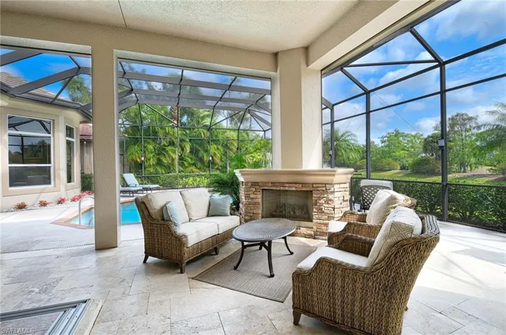 Gas fireplace on lanai