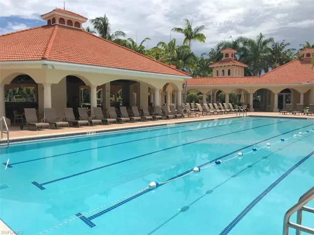 Pool with a patio area