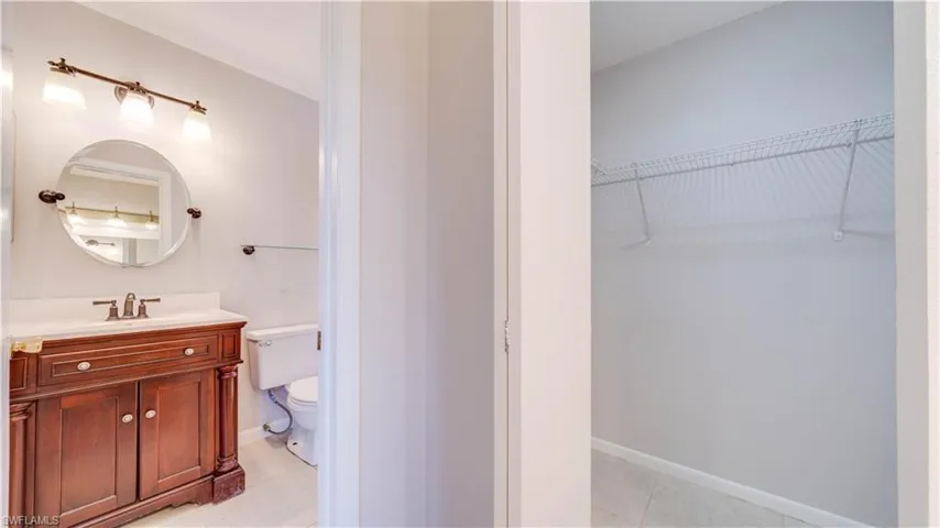 Primary bathroom with walk in closet